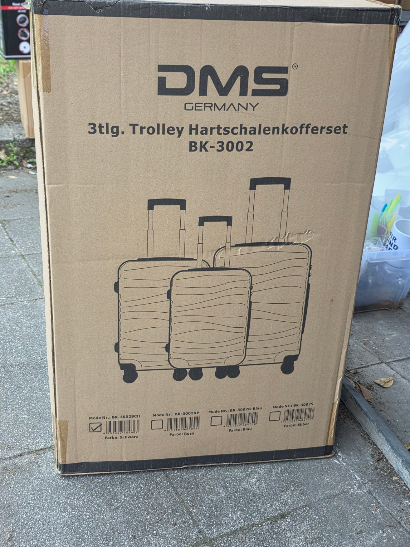 3tlg. Trolley Hartschalenkoffer set DMS BK-3002 Schwarz Koffer Urlaub Reisen