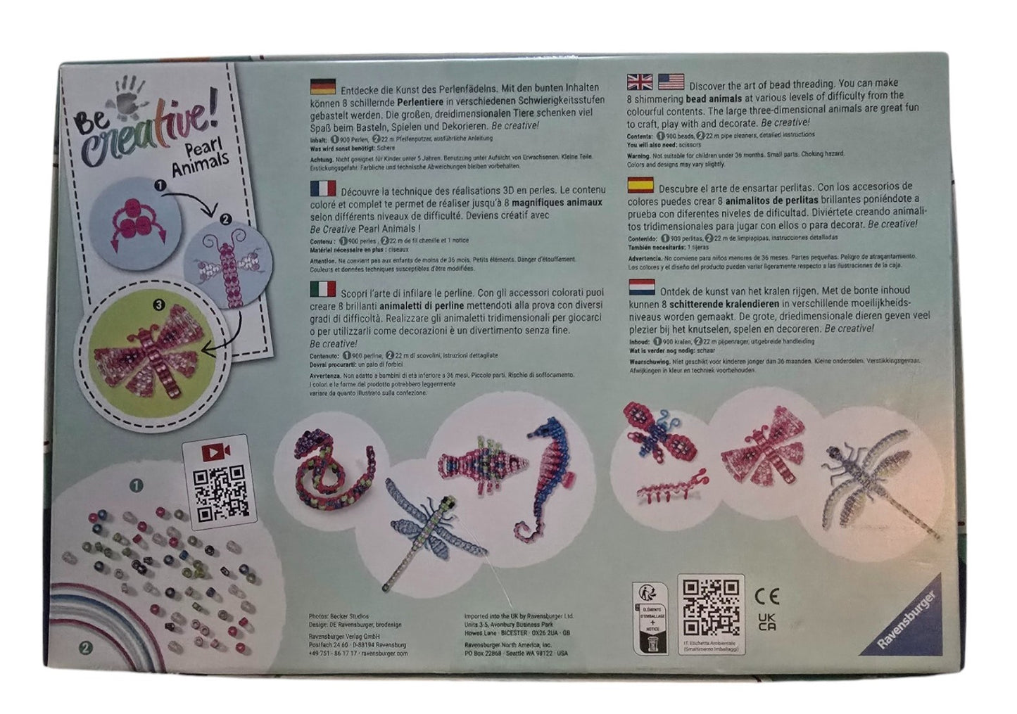 Ravensburger 18247 BeCreative Pearl Animals fädeln, DIY für Kinder