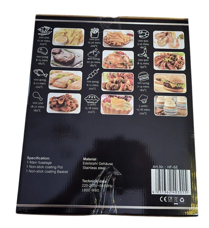 DMS HF-6E 1800W 6L Heißluftfritteuse - Silber/Schwarz, XXL