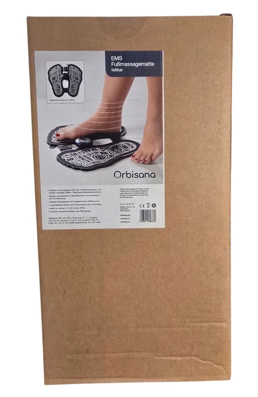 Orbisana EMS Fußmassagematte faltbar Fußreflexzonen Massage 32 x 29 cm