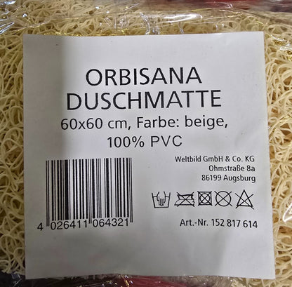 Wellness Duschmatte Orbisana Anti-Rutsch Lösungen Bad 60 x 60cm Beige B-WARE