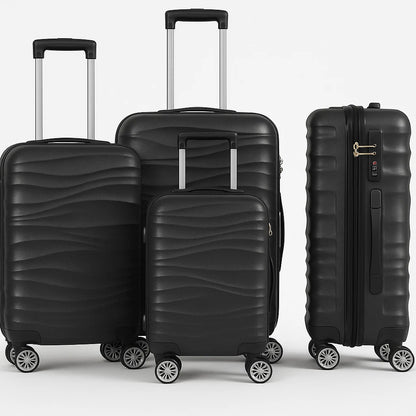 3tlg. Trolley Hartschalenkoffer set DMS BK-3002 Schwarz Koffer Urlaub Reisen