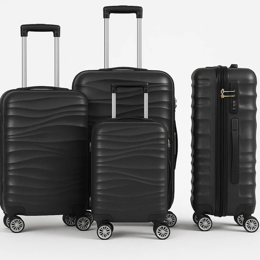 3tlg. Trolley Hartschalenkoffer set DMS BK-3002 Schwarz Koffer Urlaub Reisen
