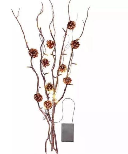 LED-Zweige "Zapfen" Dekoration echten Natur-Zapfen 5er-Set je ca. 75 cm