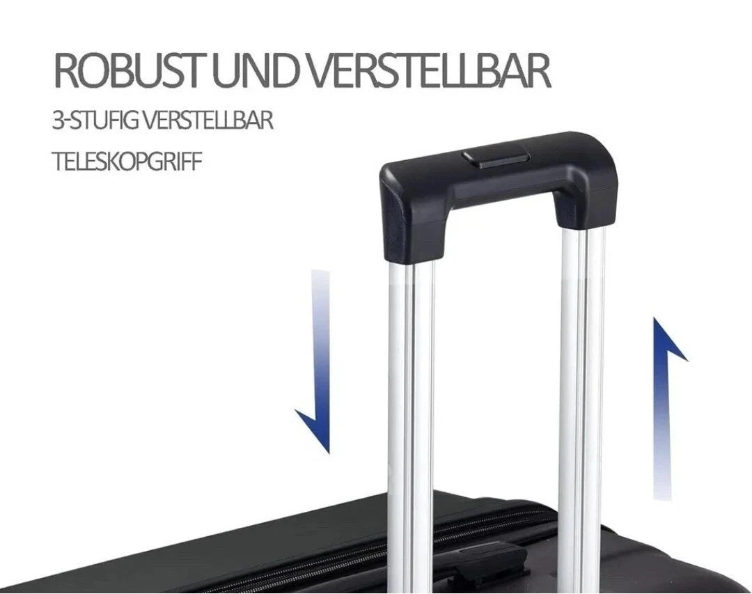 3tlg. Trolley Hartschalenkoffer set DMS BK-3002 Schwarz Koffer Urlaub Reisen