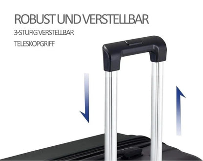 3tlg. Trolley Hartschalenkoffer set DMS BK-3002 Schwarz Koffer Urlaub Reisen