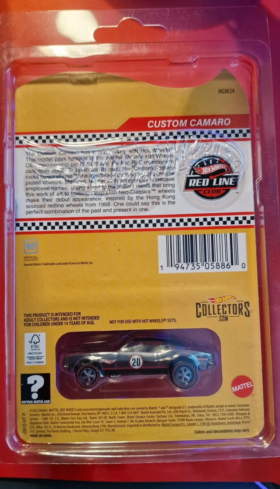 Hot Wheels Custom Camaro RLC
