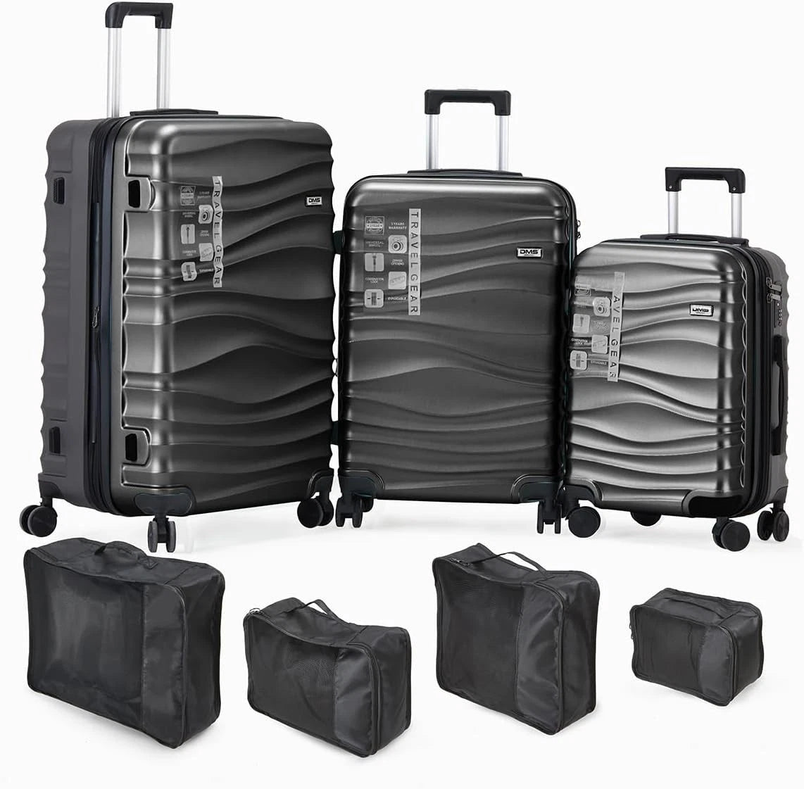 DMS 7tlg Hartschalen Kofferset Koffer Reisekoffer Trolley ABS-Hartschale