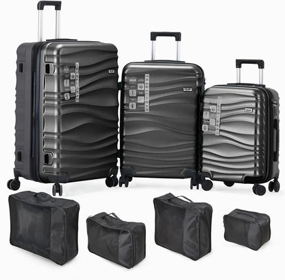 DMS 7tlg Hartschalen Kofferset Koffer Reisekoffer Trolley ABS-Hartschale