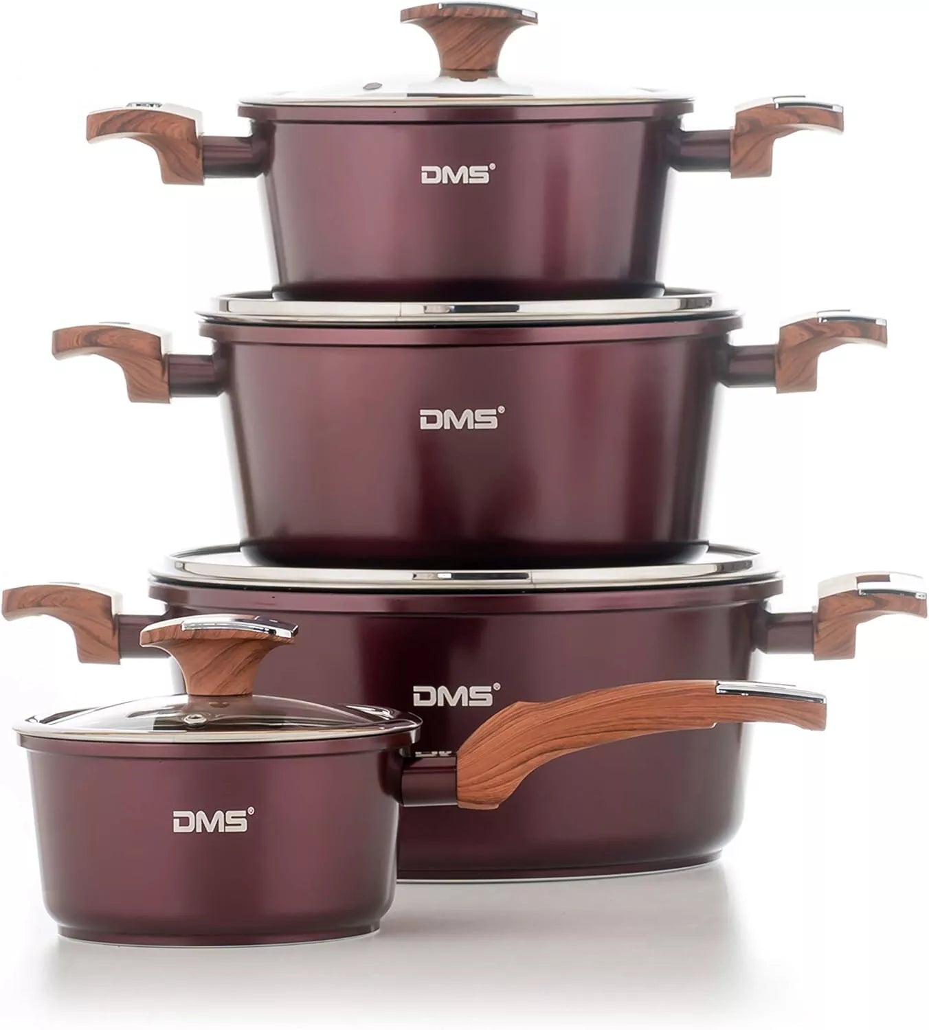 DMS Topfset mit Deckel - Burgundy, 10-teilig (SM4010BG)