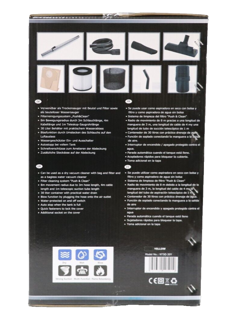 DMS NTSC-30 Industriestaubsauger 2300W - Gelb/Silber