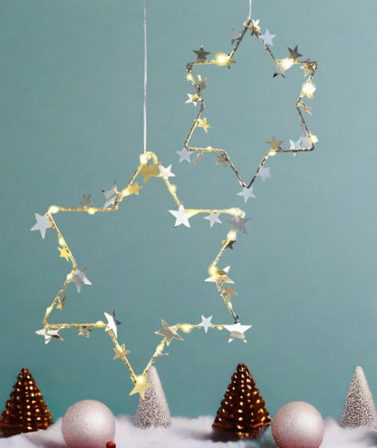 LED-Hängedeko "Sternenzauber", 2er Set LED Advent Deko Weihnachten Deko