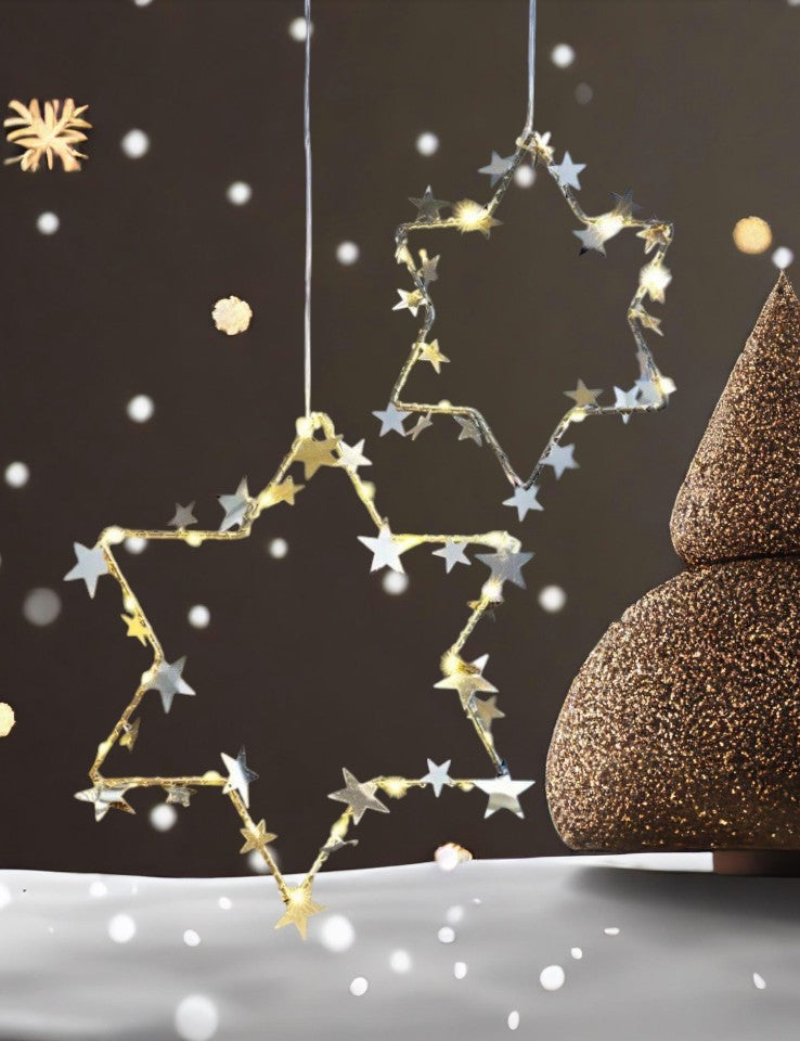 LED-Hängedeko "Sternenzauber", 2er Set LED Advent Deko Weihnachten Deko