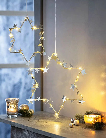 LED-Hängedeko "Sternenzauber", 2er Set LED Advent Deko Weihnachten Deko