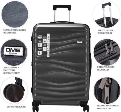 DMS 7tlg Hartschalen Kofferset Koffer Reisekoffer Trolley ABS-Hartschale